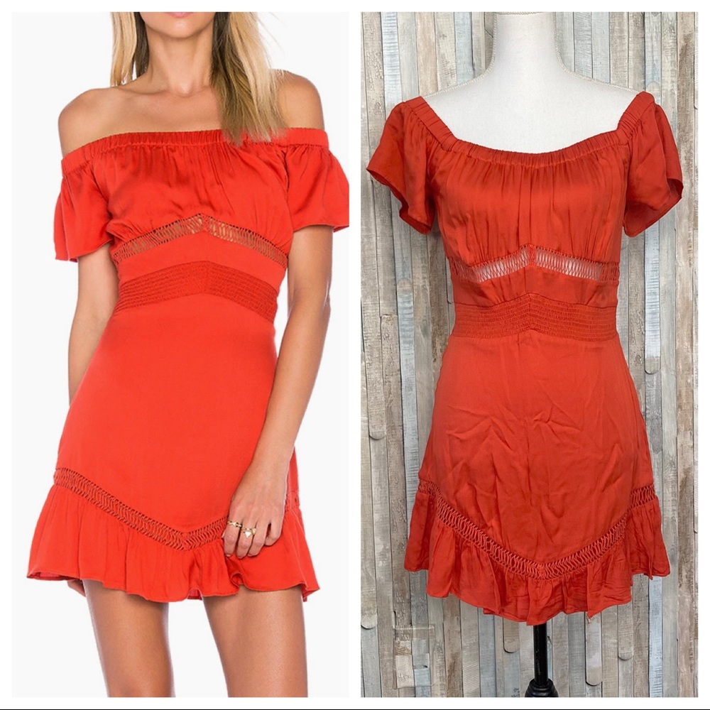 Ale By Alessandra x Revolve S Rita Mini Dress Flounce Ruffle Off The Shoulder